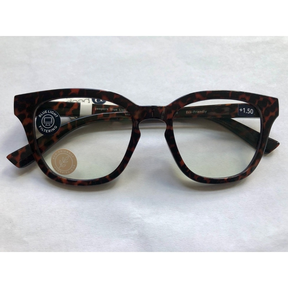 New Betsy Leopard Peepers Blue Light Filtering Reading Glasses +1.50